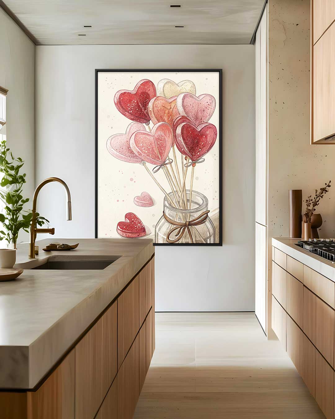 Hartvormige Snoeplollies in Pot Kunstwerk-canvas-dibond-plexiglas-wanddecoratie-WallArtistic