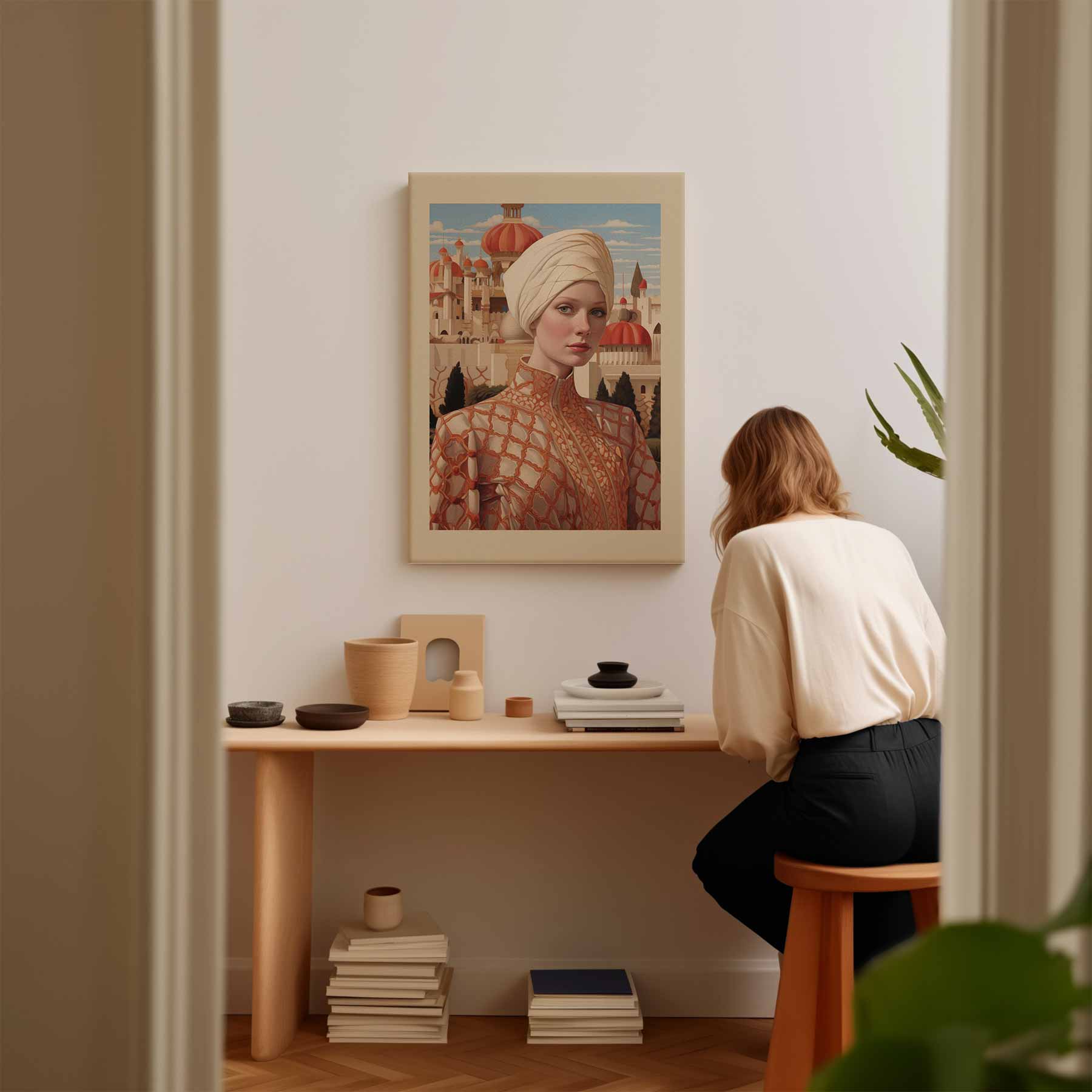 Oosterse Dromen Portret Kunstwerk-canvas-dibond-plexiglas-wanddecoratie-WallArtistic