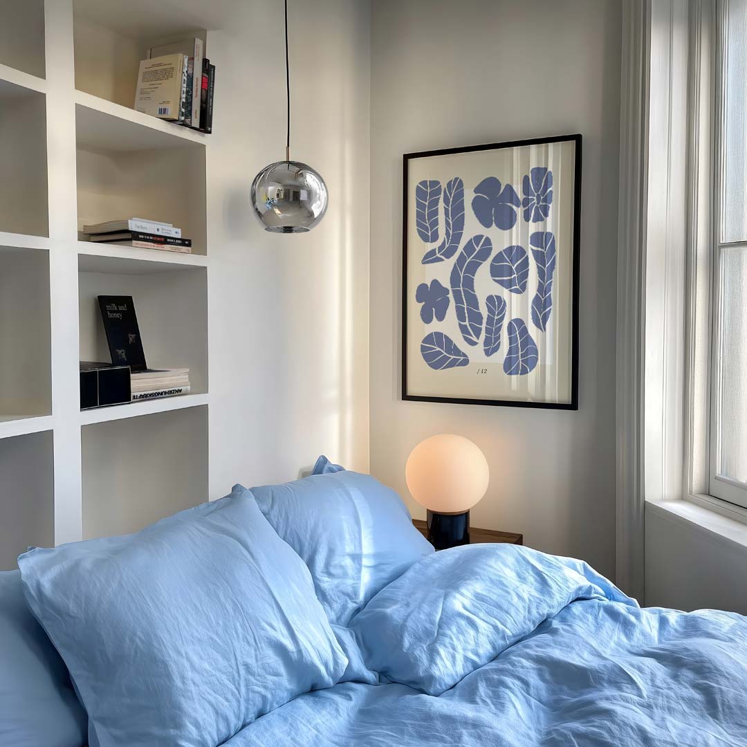 Botanische Blauwe Bladeren Poster-WallArtistic