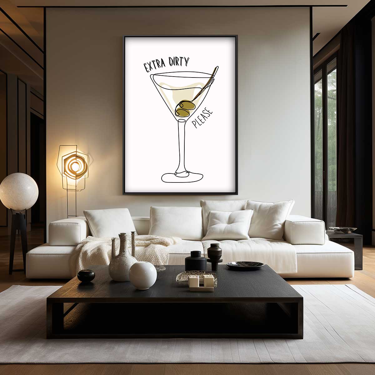 Extra Dirty Martini Illustratie Kunstwerk-canvas-dibond-plexiglas-wanddecoratie-WallArtistic