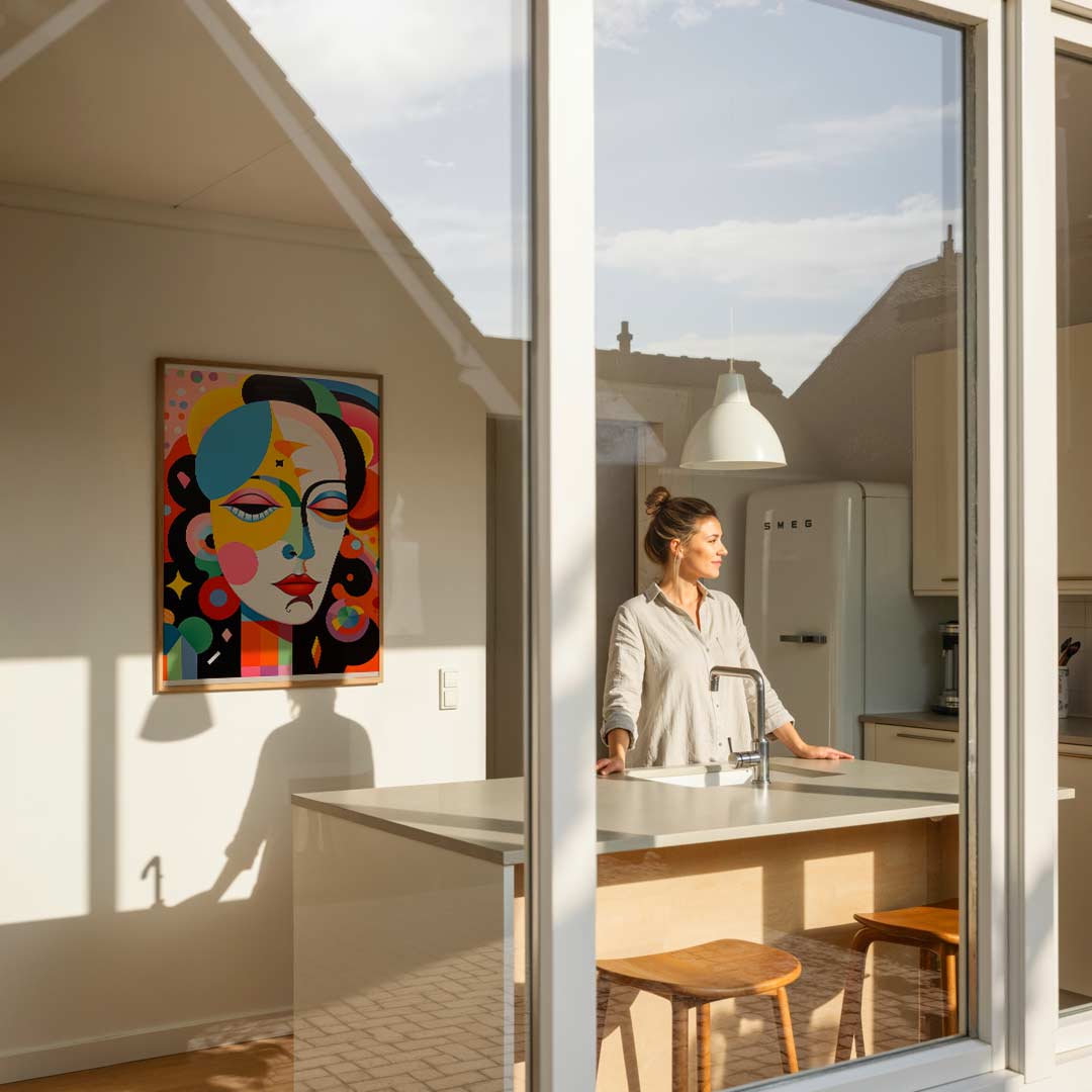 Kleurrijke Gezichtsillusie Kunstposter-WallArtistic