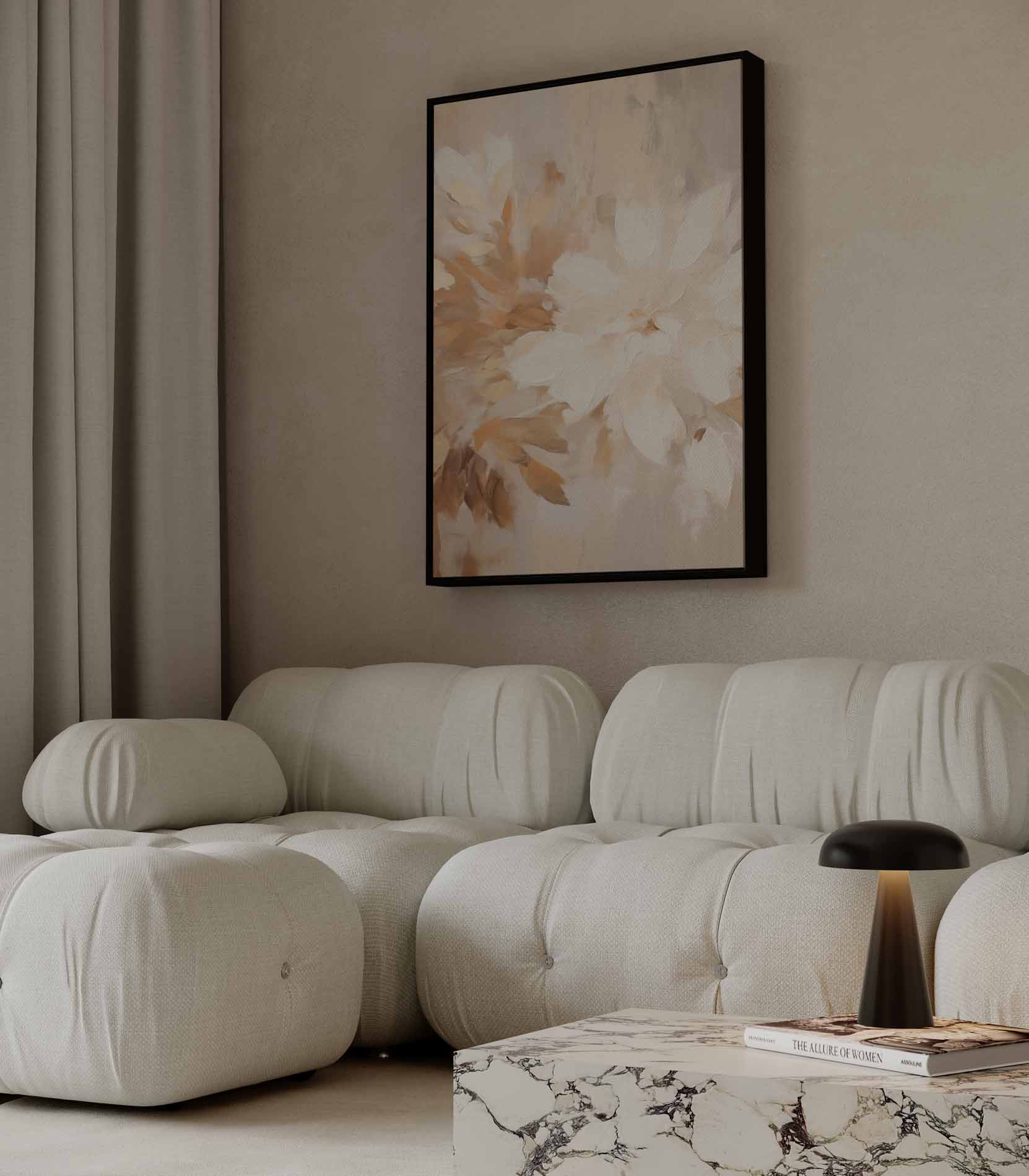 Floraal Gefluister in Neutrale Tinten Kunstwerk-canvas-dibond-plexiglas-wanddecoratie-WallArtistic