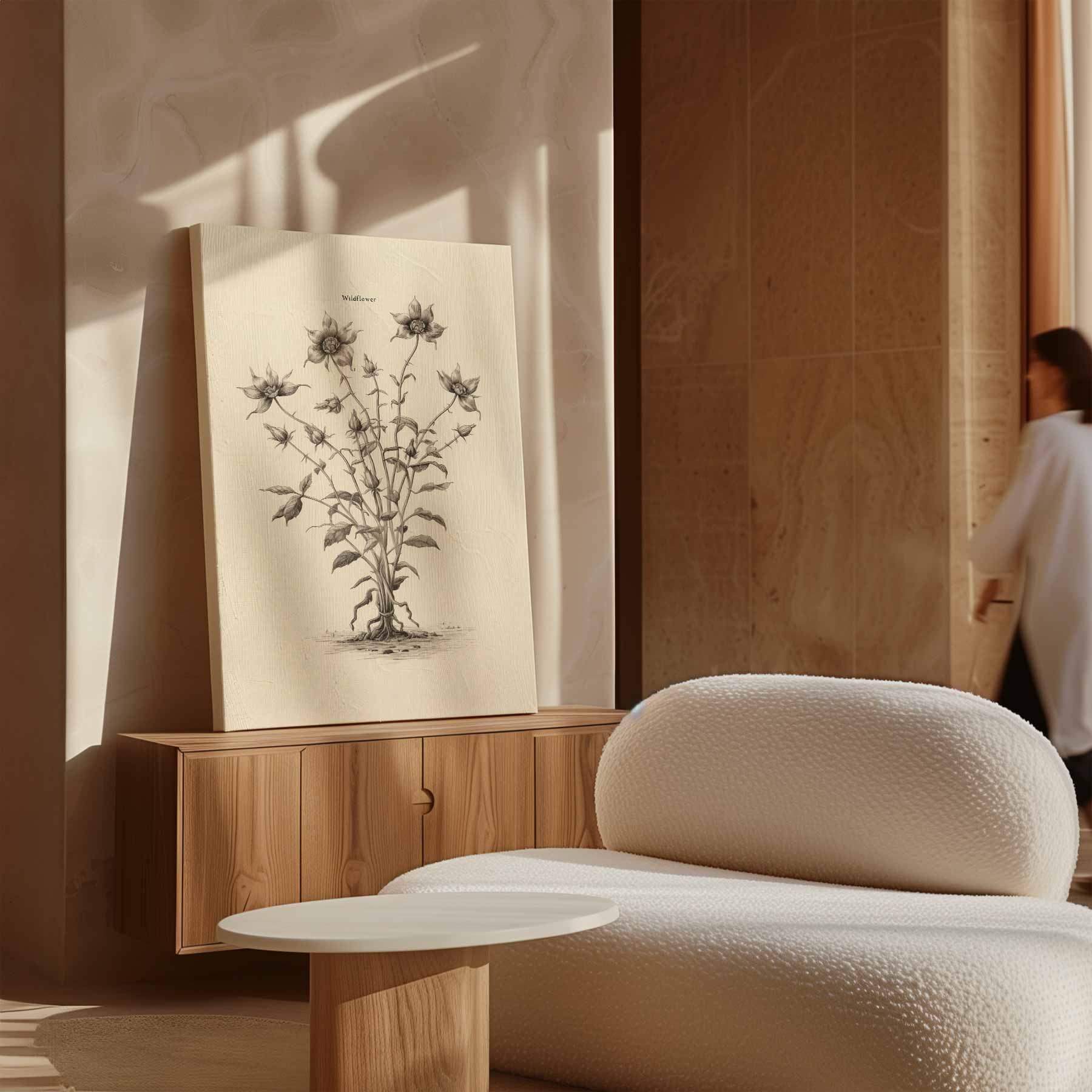 Sierlijke Wilde Bloem Illustratie Kunstwerk-canvas-dibond-plexiglas-wanddecoratie-WallArtistic