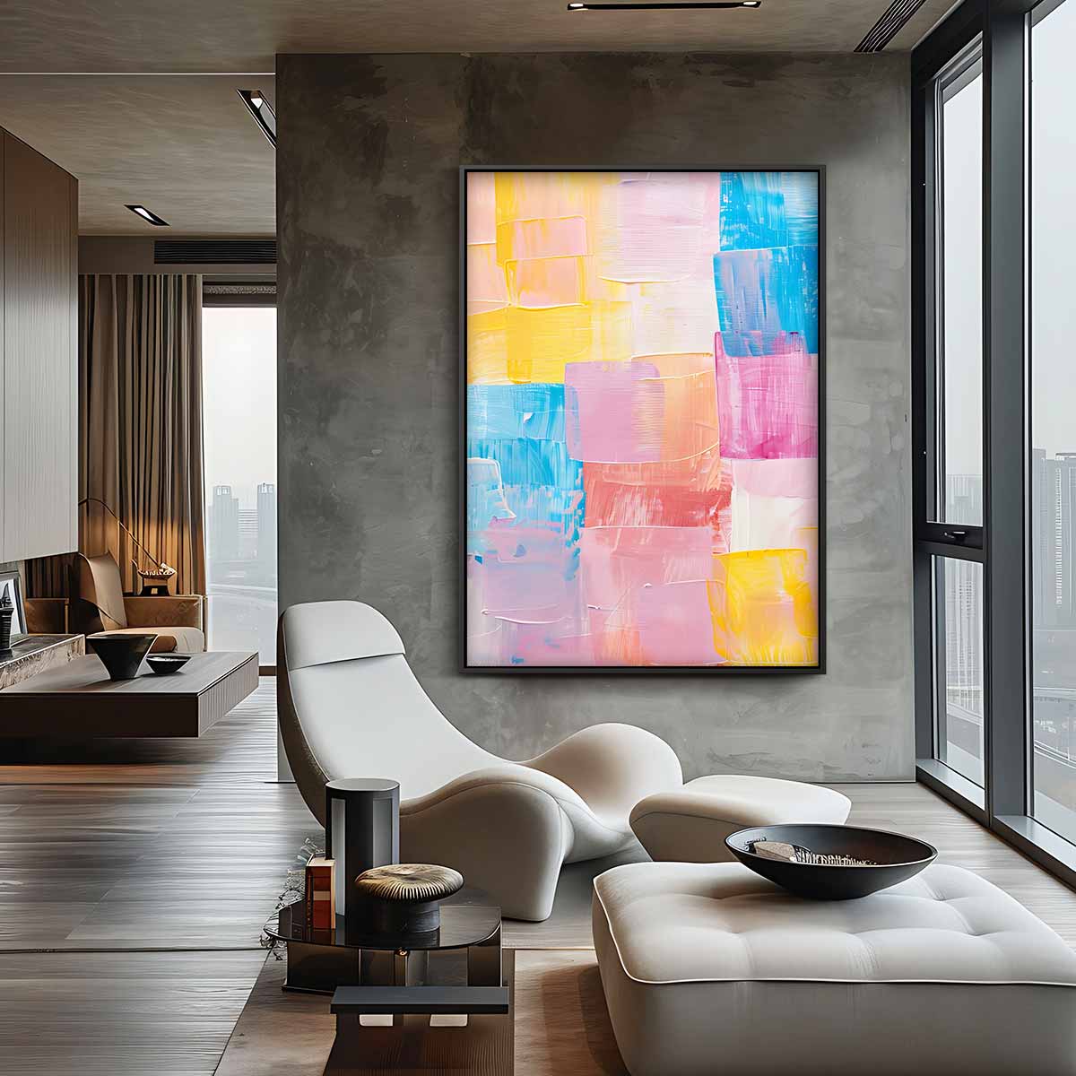 Vrolijke Kleurenmix Kunstwerk-canvas-dibond-plexiglas-wanddecoratie-WallArtistic