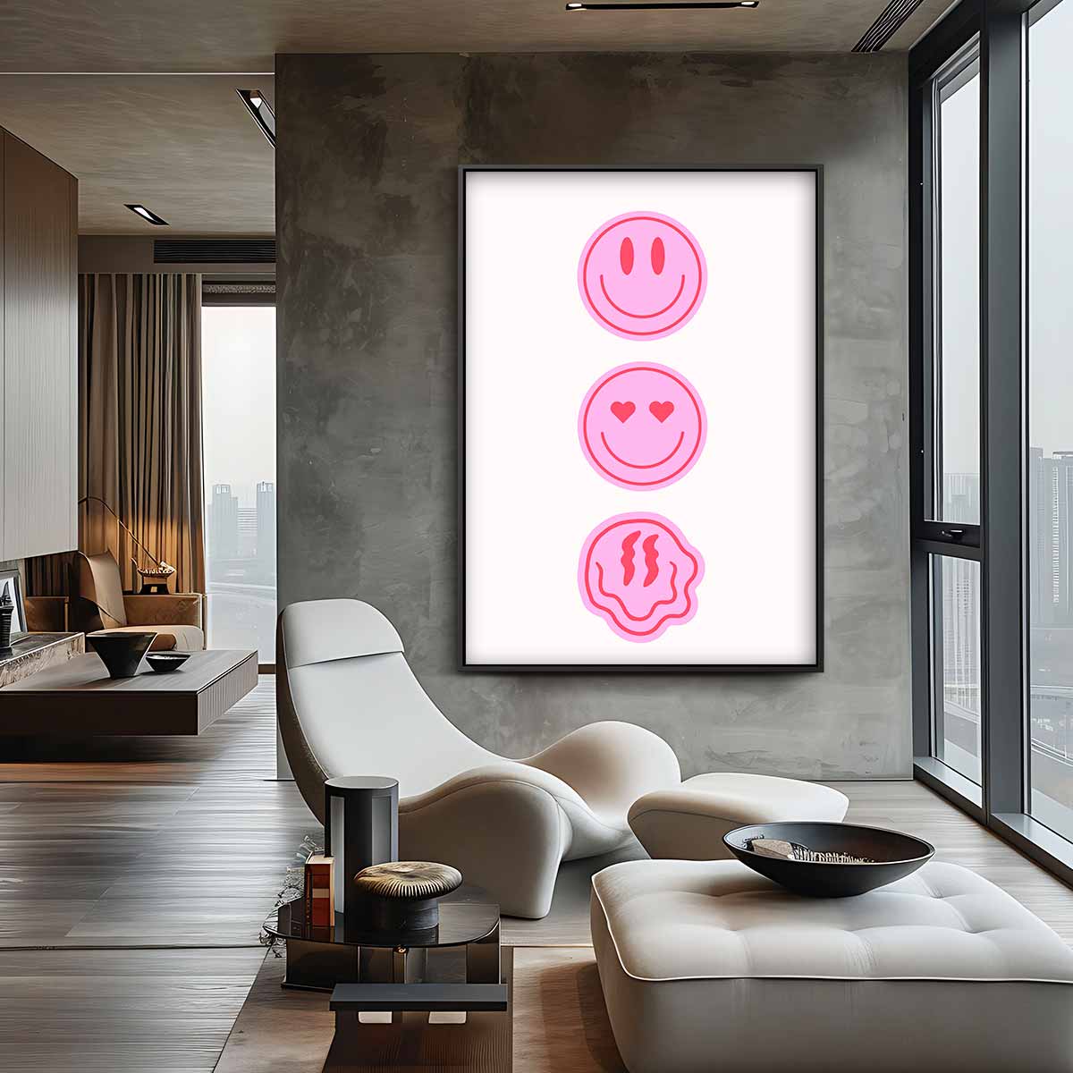 Drie Expressieve Glimlachjes Kunstwerk-canvas-dibond-plexiglas-wanddecoratie-WallArtistic