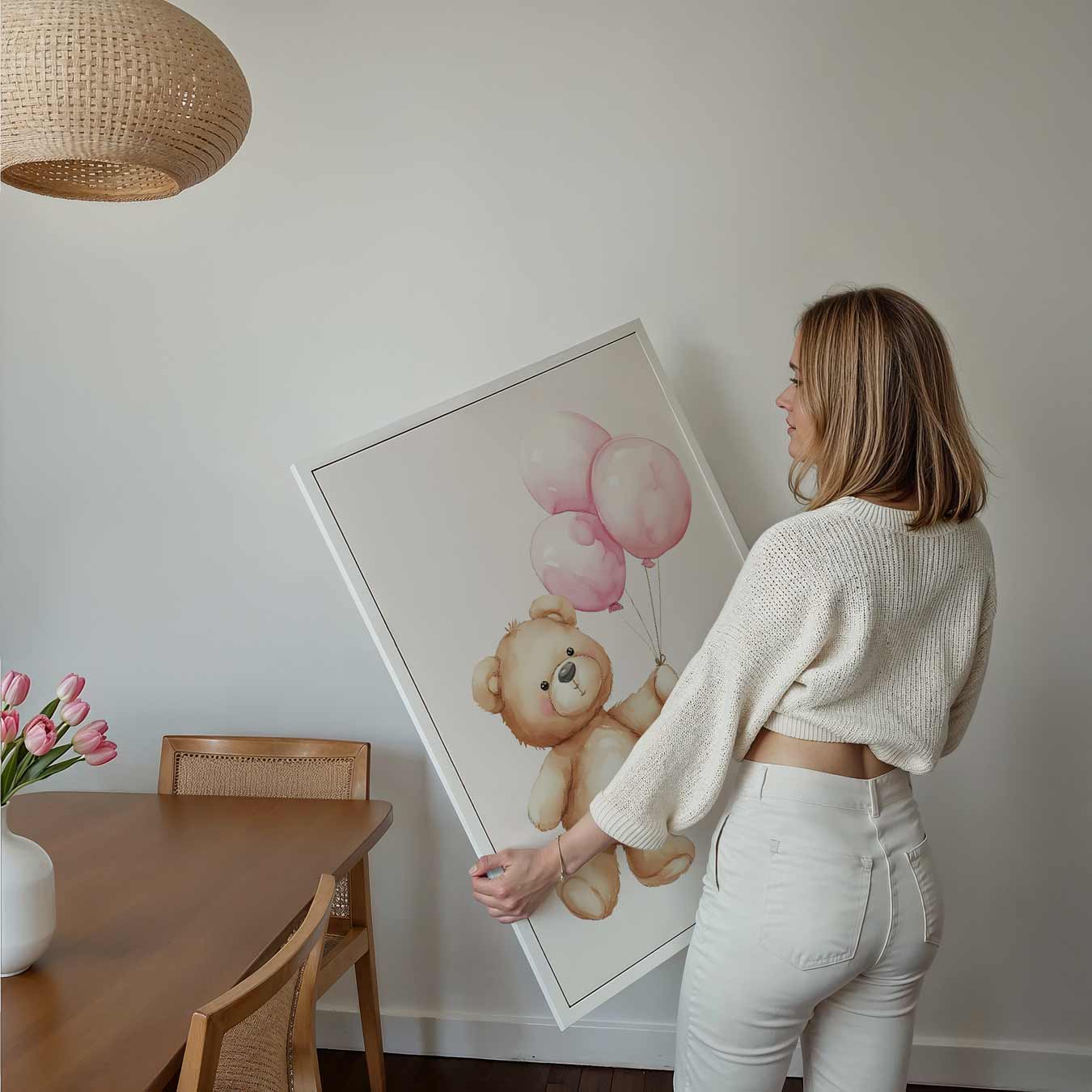 Schattige Teddybeer met Ballonnen Poster