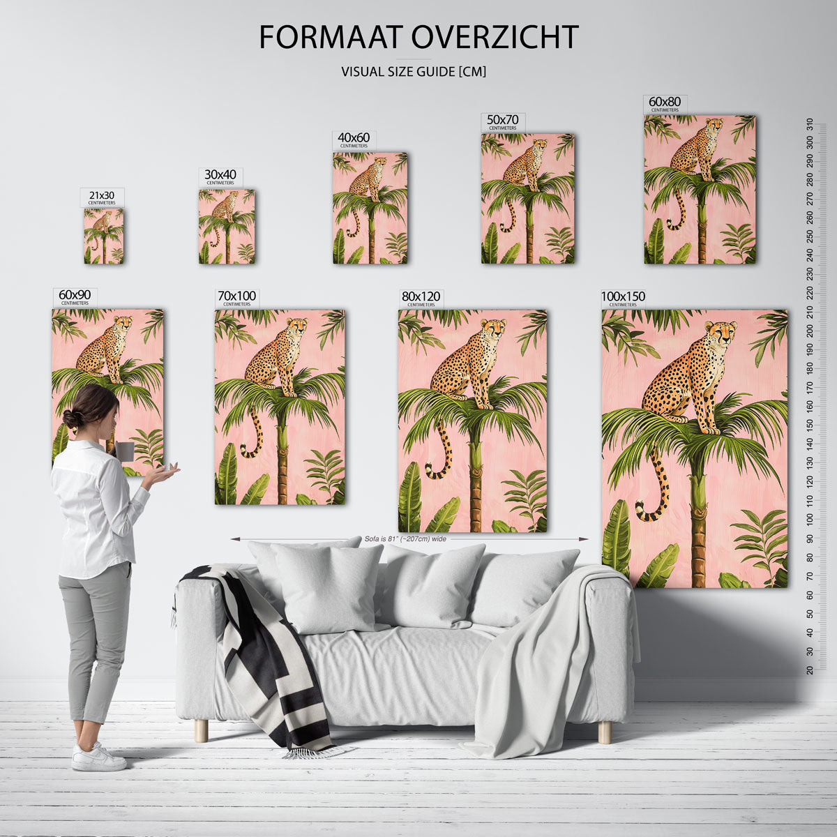 Luipaard op palm Poster