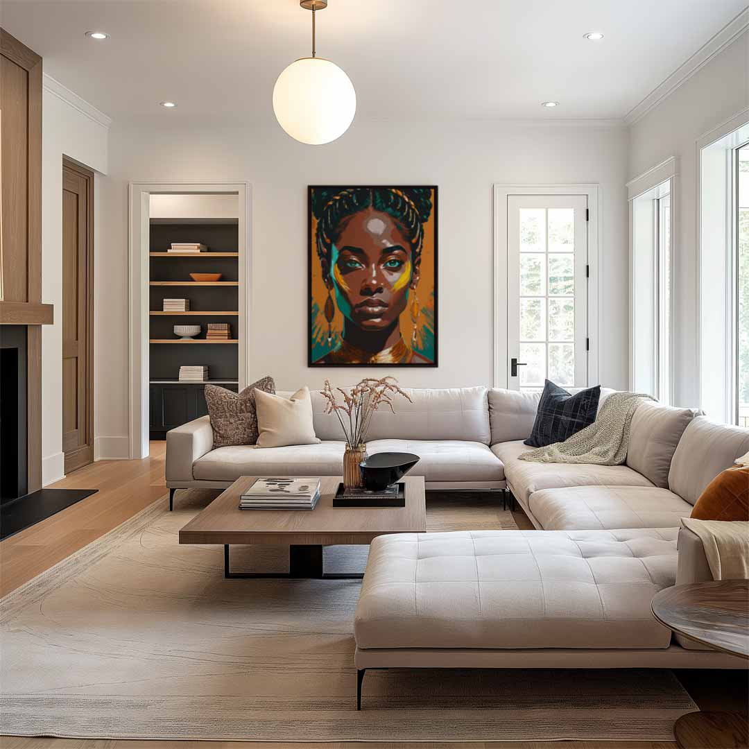 Krachtige Blik Portret Kunstwerk-canvas-dibond-plexiglas-wanddecoratie-WallArtistic