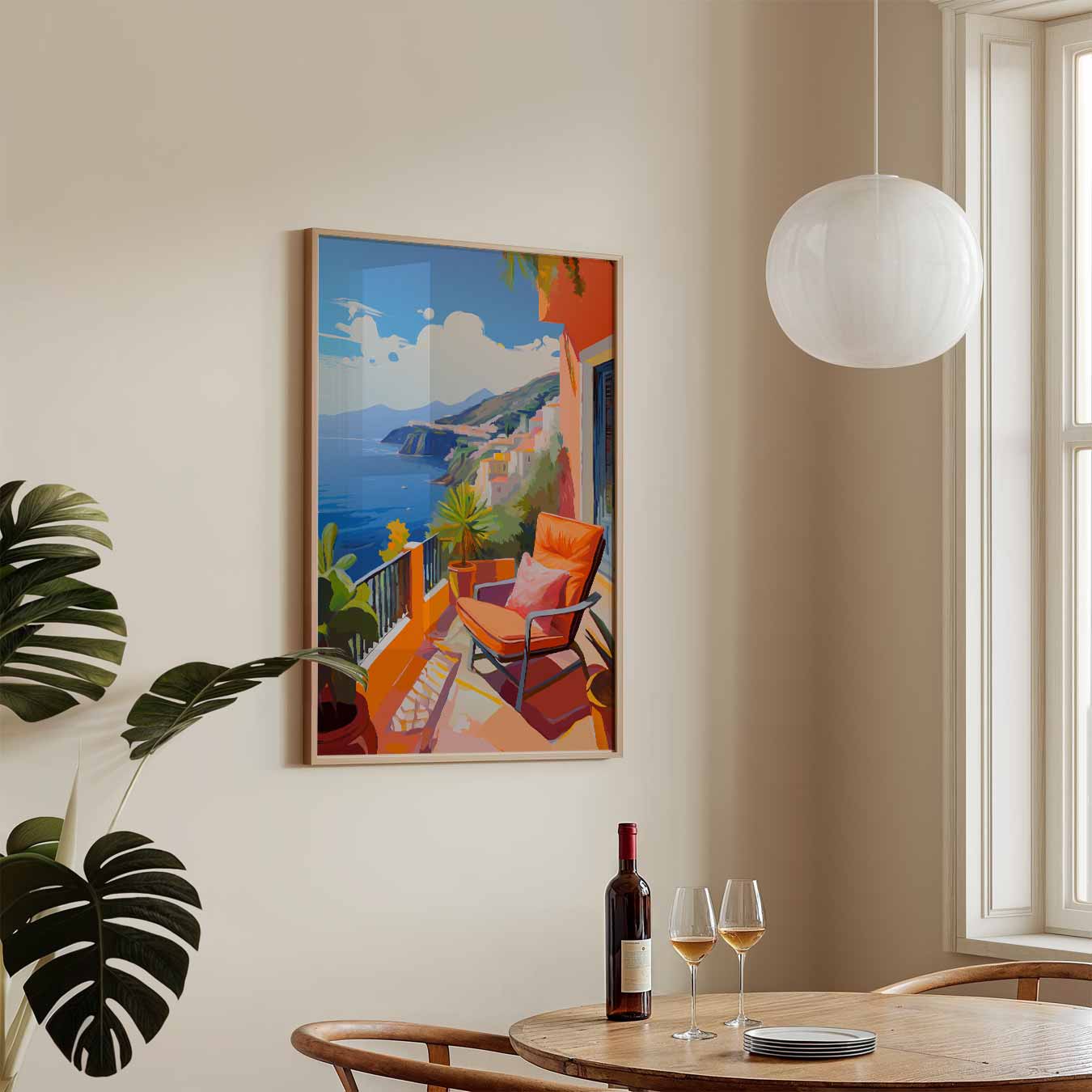 Zonnig Terras aan de Kust Poster