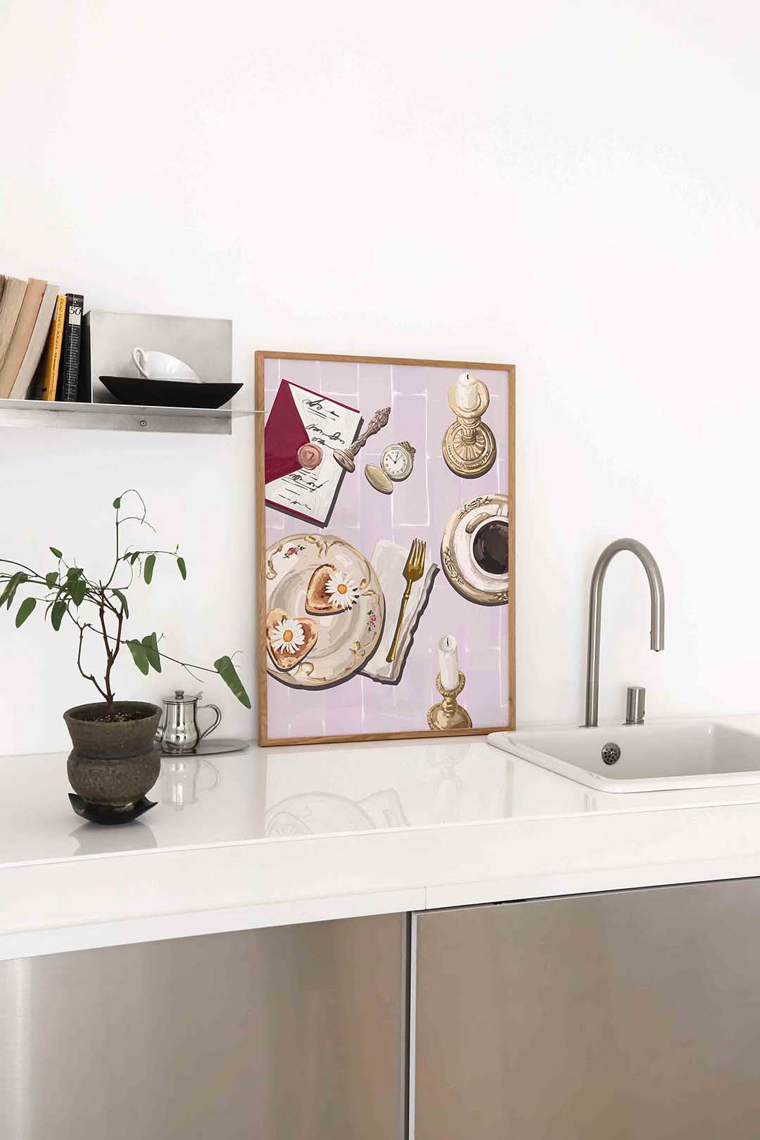 Ontbijt met bloemen Poster