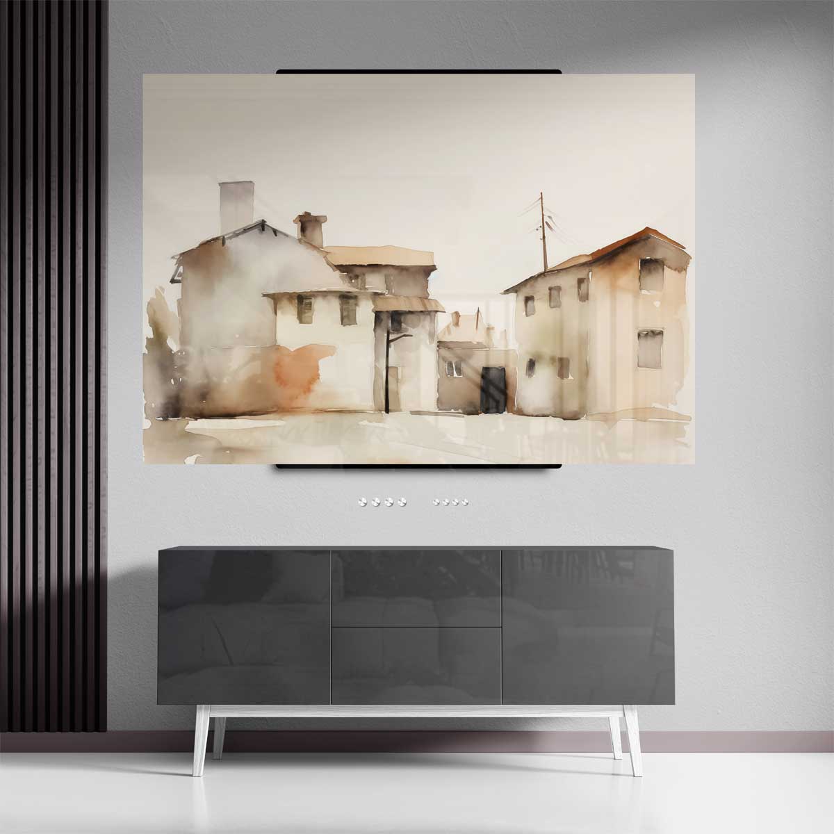 Droomachtige Dorpsgezichten Kunstwerk-canvas-dibond-plexiglas-wanddecoratie-WallArtistic