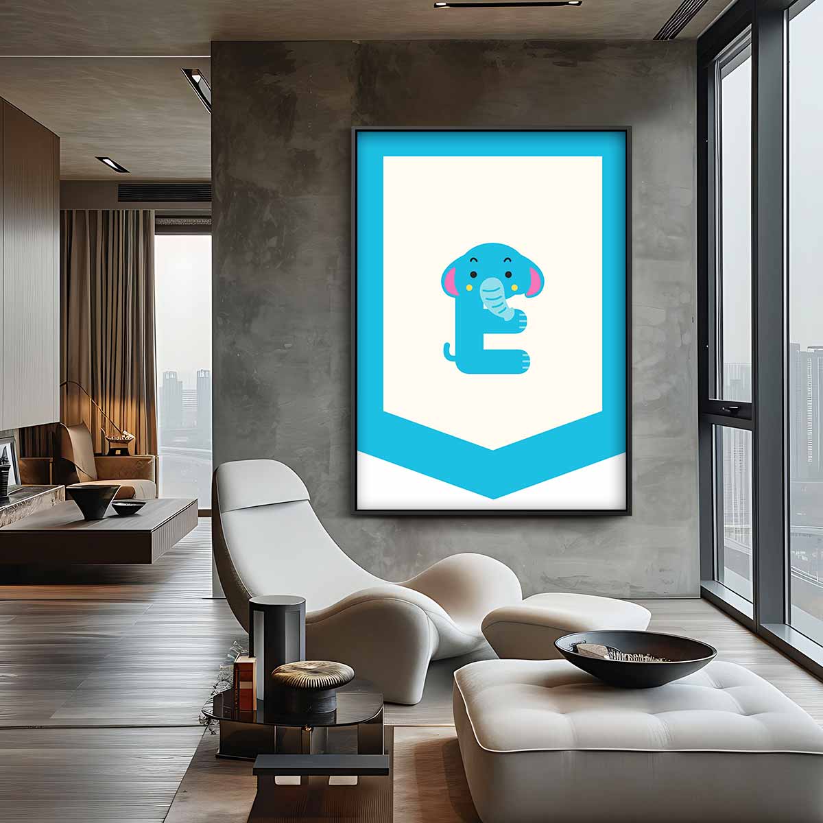 Schattig Olifantje Alfabet Poster Kunstwerk-canvas-dibond-plexiglas-wanddecoratie-WallArtistic