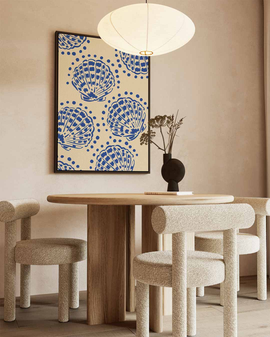 Blauwe Schelpenpatroon Kunstwerk-canvas-dibond-plexiglas-wanddecoratie-WallArtistic