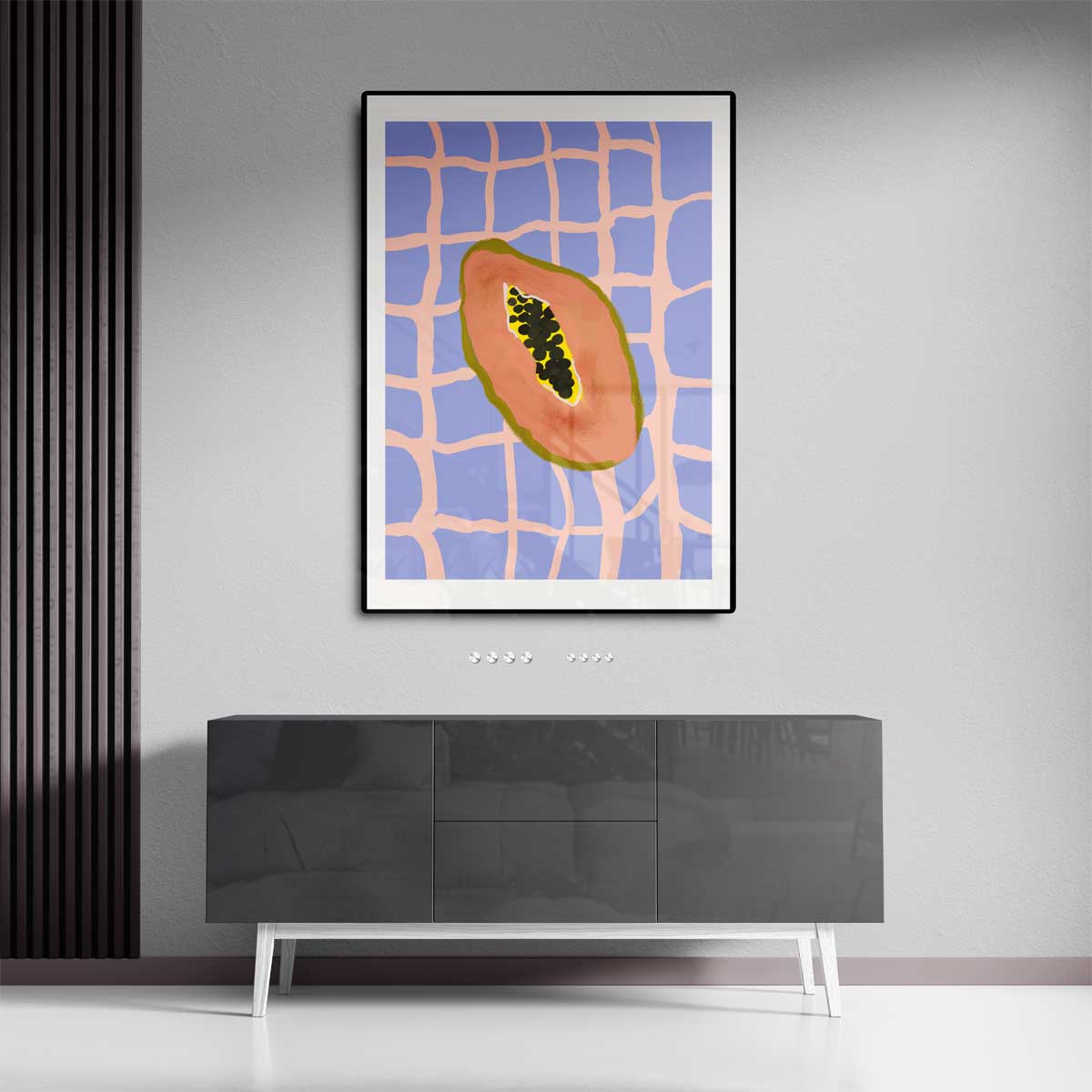 Tropische Papaya Vibes Kunstwerk-canvas-dibond-plexiglas-wanddecoratie-WallArtistic