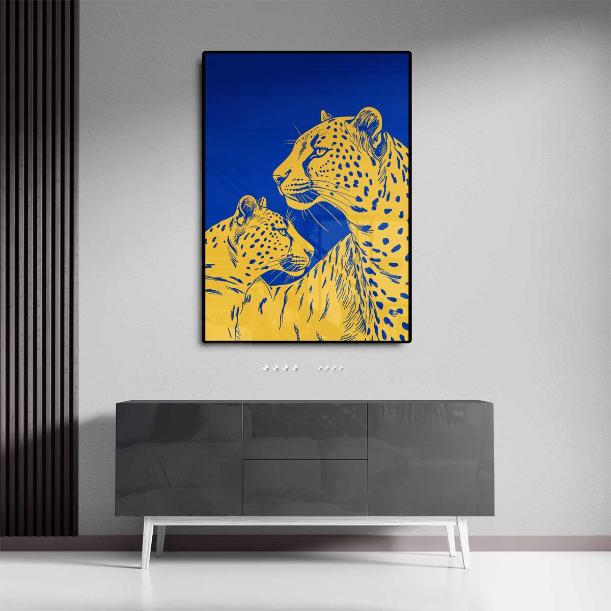 Twee Leoparden in Harmonie Kunstwerk-canvas-dibond-plexiglas-wanddecoratie-WallArtistic
