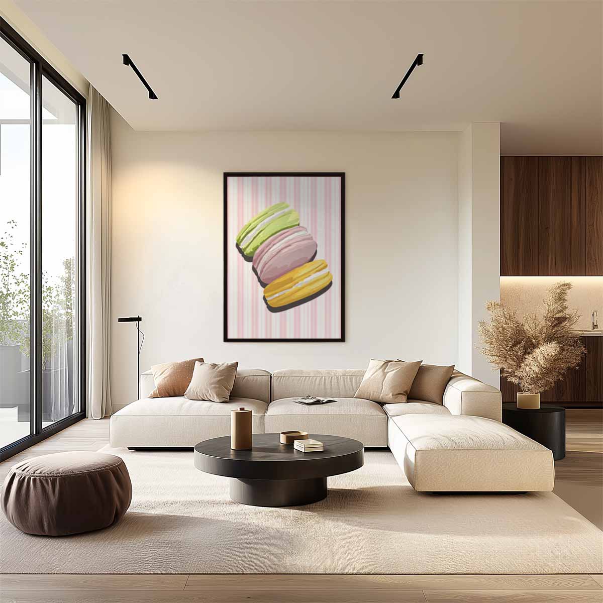 Kleurrijke Macaron Illusie Kunstwerk-canvas-dibond-plexiglas-wanddecoratie-WallArtistic