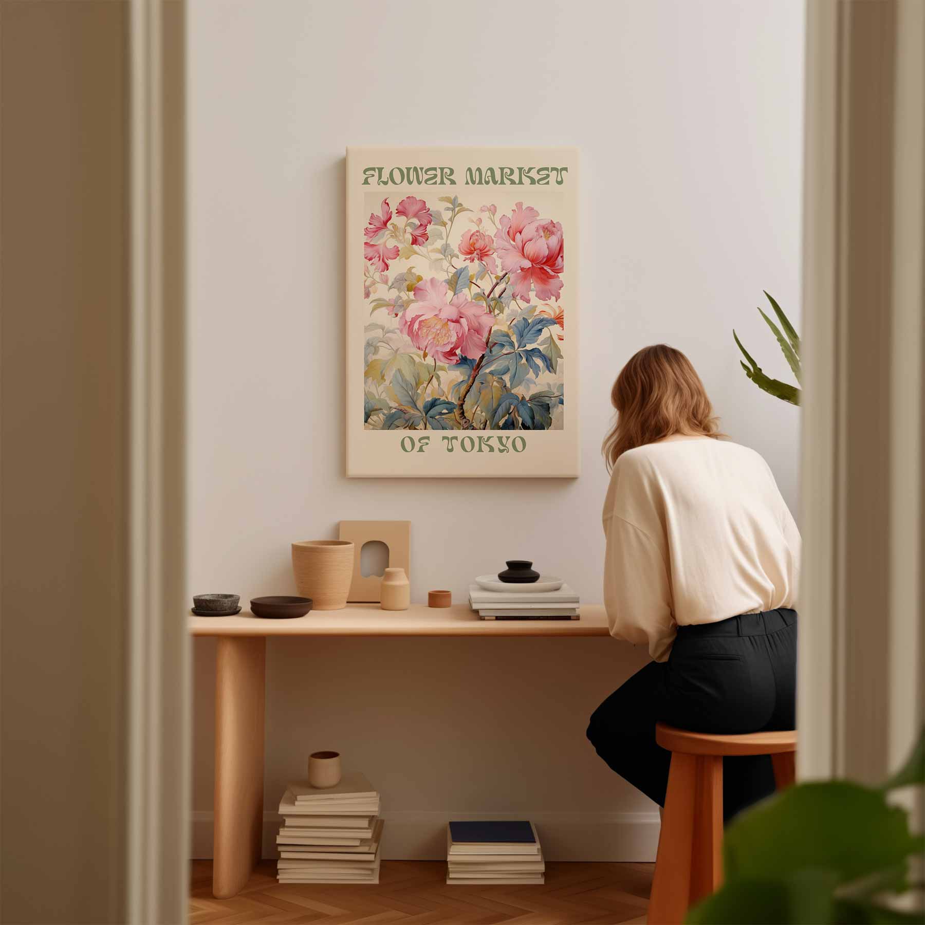 Bloemenmarkt van Tokio Kunstwerk-canvas-dibond-plexiglas-wanddecoratie-WallArtistic