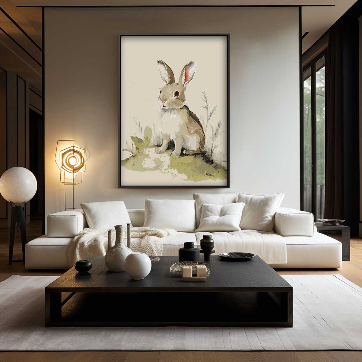 Schattig Konijn in de Natuur Kunstwerk-canvas-dibond-plexiglas-wanddecoratie-WallArtistic