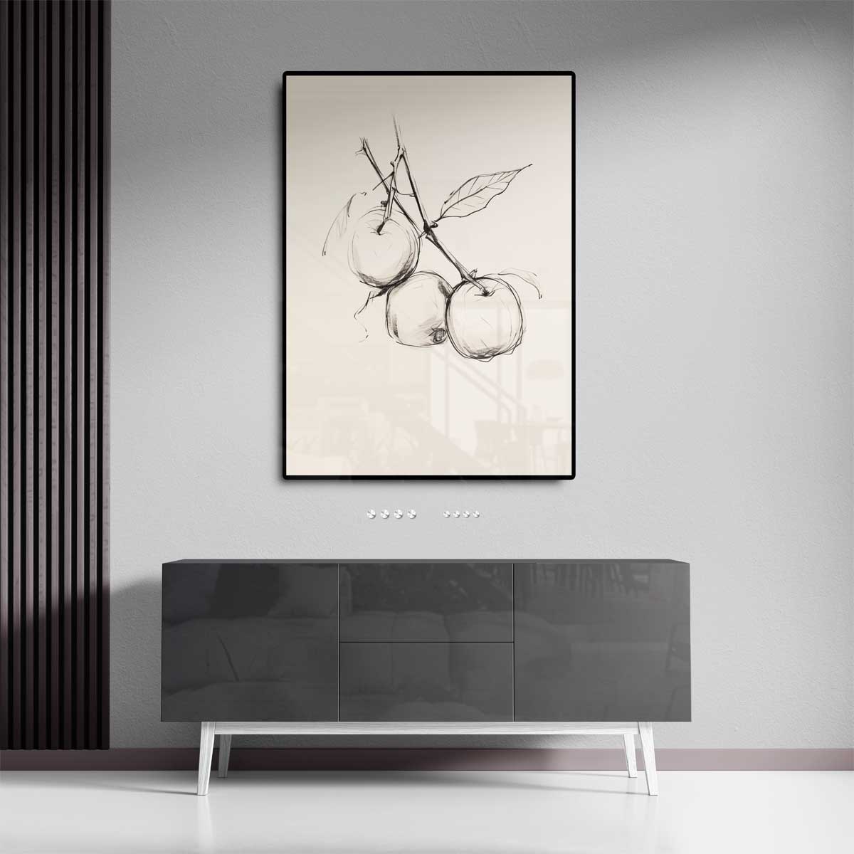 Subtiele Potloodschets van Appeltak Kunstwerk-canvas-dibond-plexiglas-wanddecoratie-WallArtistic