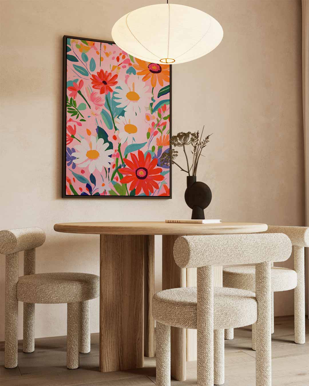 Bloemenpracht op Roze Kunstwerk-canvas-dibond-plexiglas-wanddecoratie-WallArtistic