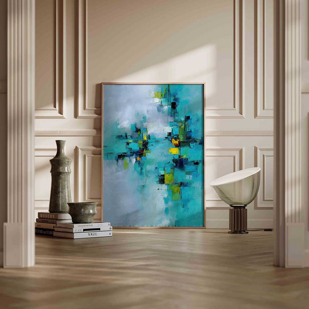 Abstracte blauwe compositie Poster