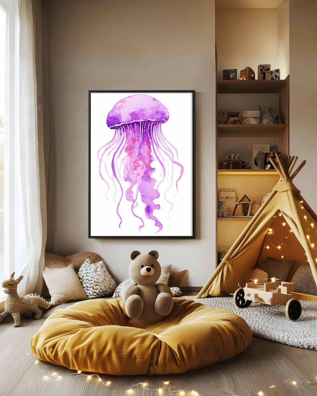 Dromerige Kwallenfantasie Kunstwerk-canvas-dibond-plexiglas-wanddecoratie-WallArtistic