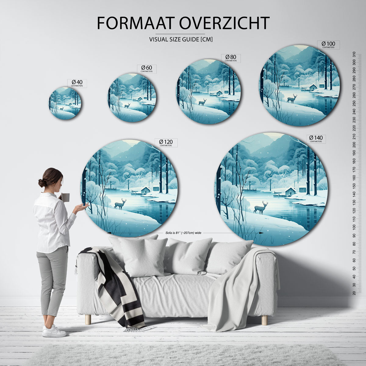 Hert in winterlandschap Muurcirkel