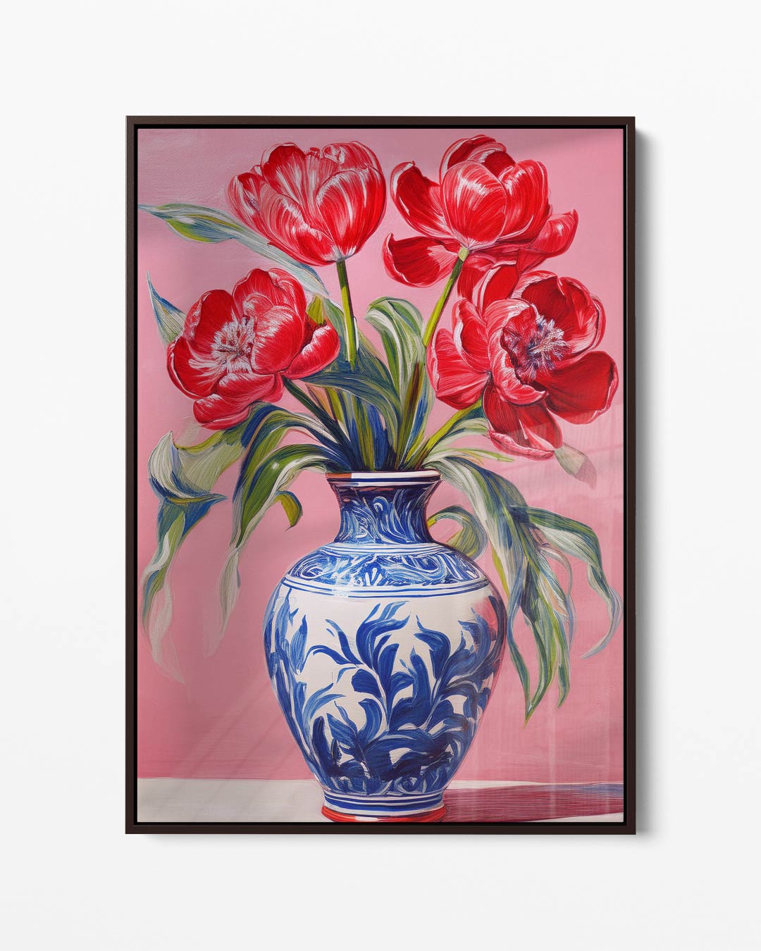 Lebende Tulpen in einer Vase – Leinwand-Dibond-Plexiglas Wanddekoration