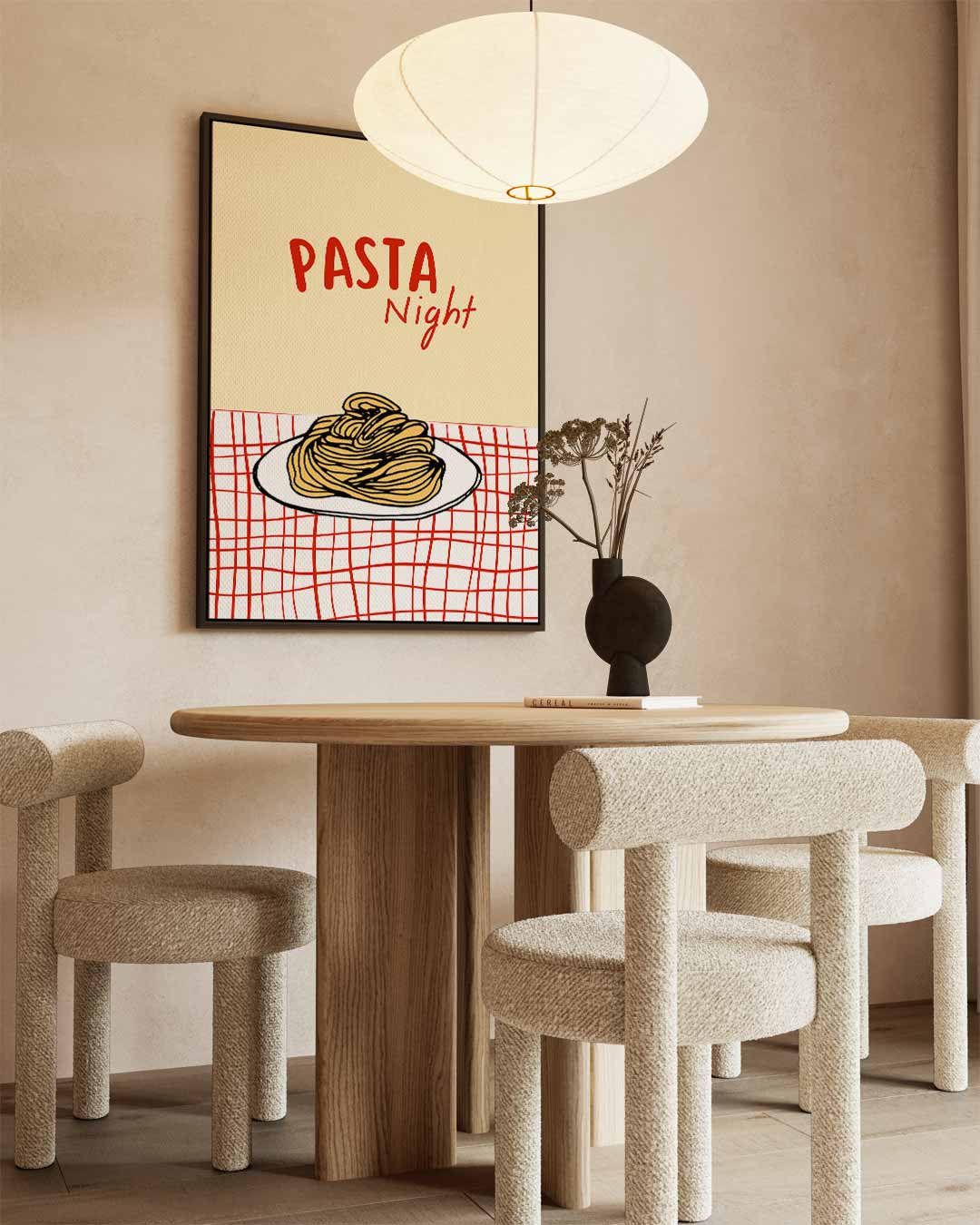 Pasta Night Poster Kunstwerk-canvas-dibond-plexiglas-wanddecoratie-WallArtistic