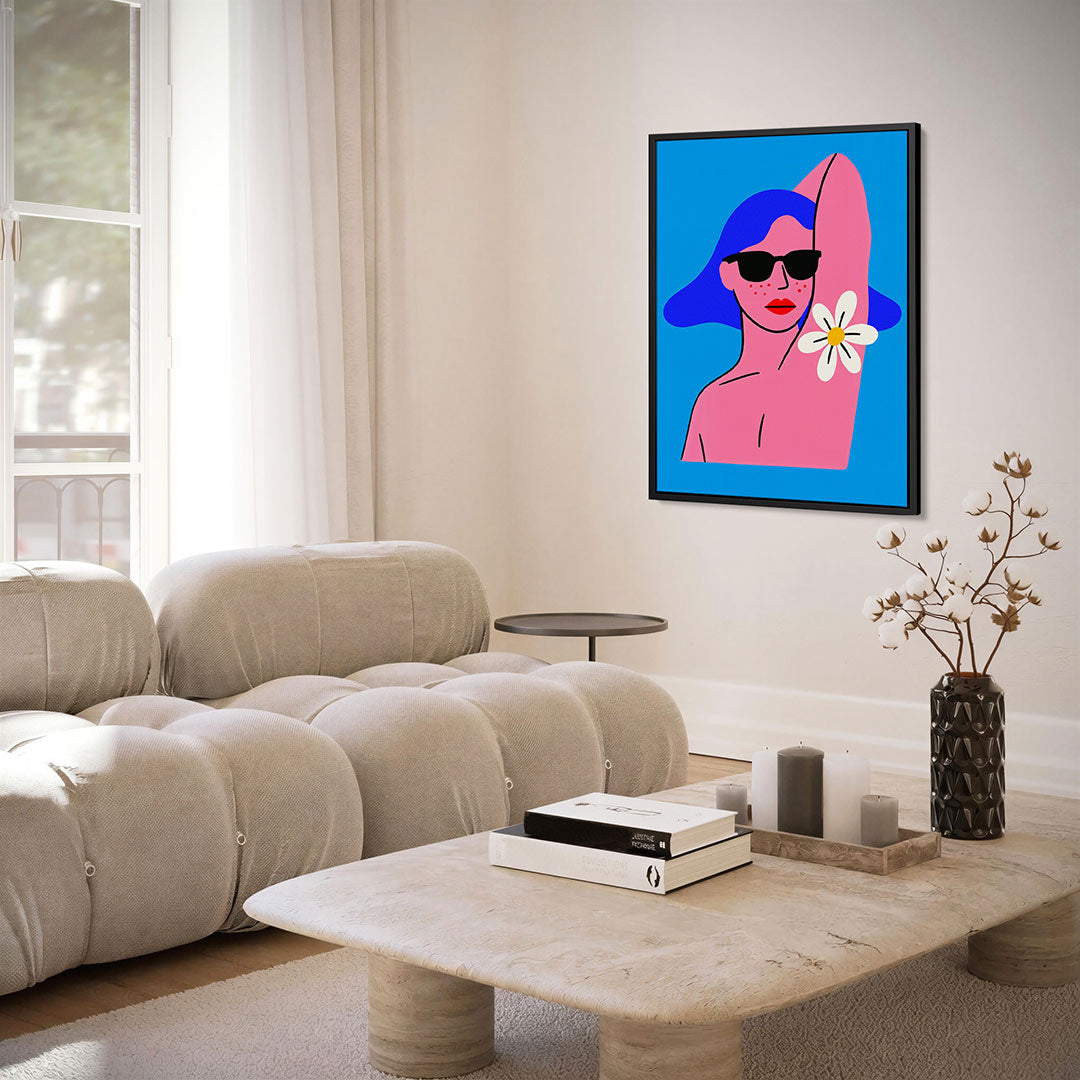 Vrouwelijk portret bloem Kunstwerk