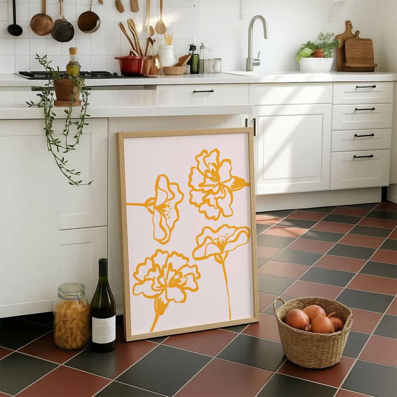 Bloeiende Oranje Bloemen Poster-WallArtistic