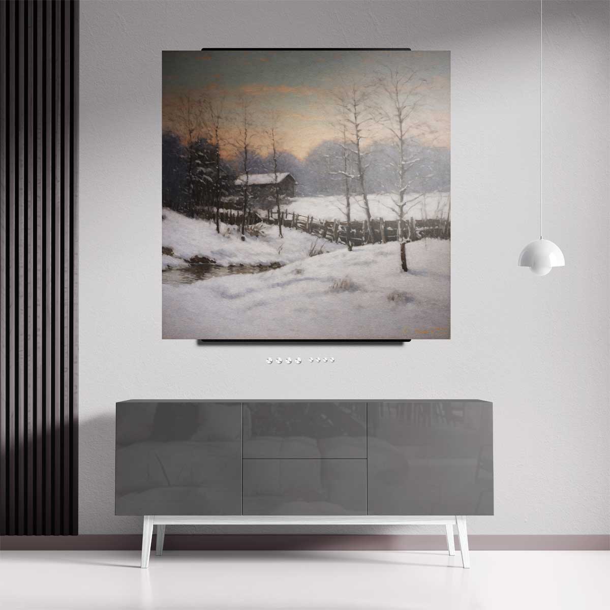 Winterlandschap bij Zonsopgang Kunstwerk-canvas-dibond-plexiglas-wanddecoratie-WallArtistic