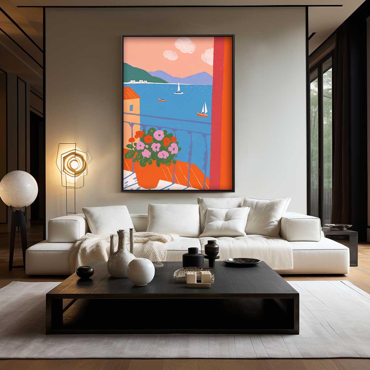 Uitzicht vanaf het Balkon Kunstwerk-canvas-dibond-plexiglas-wanddecoratie-WallArtistic