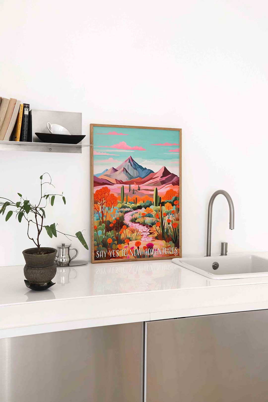 Berglandschap met cactussen Poster