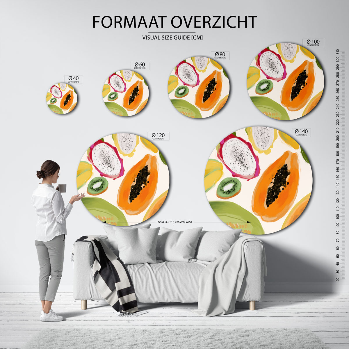 Exotisch fruit Muurcirkel
