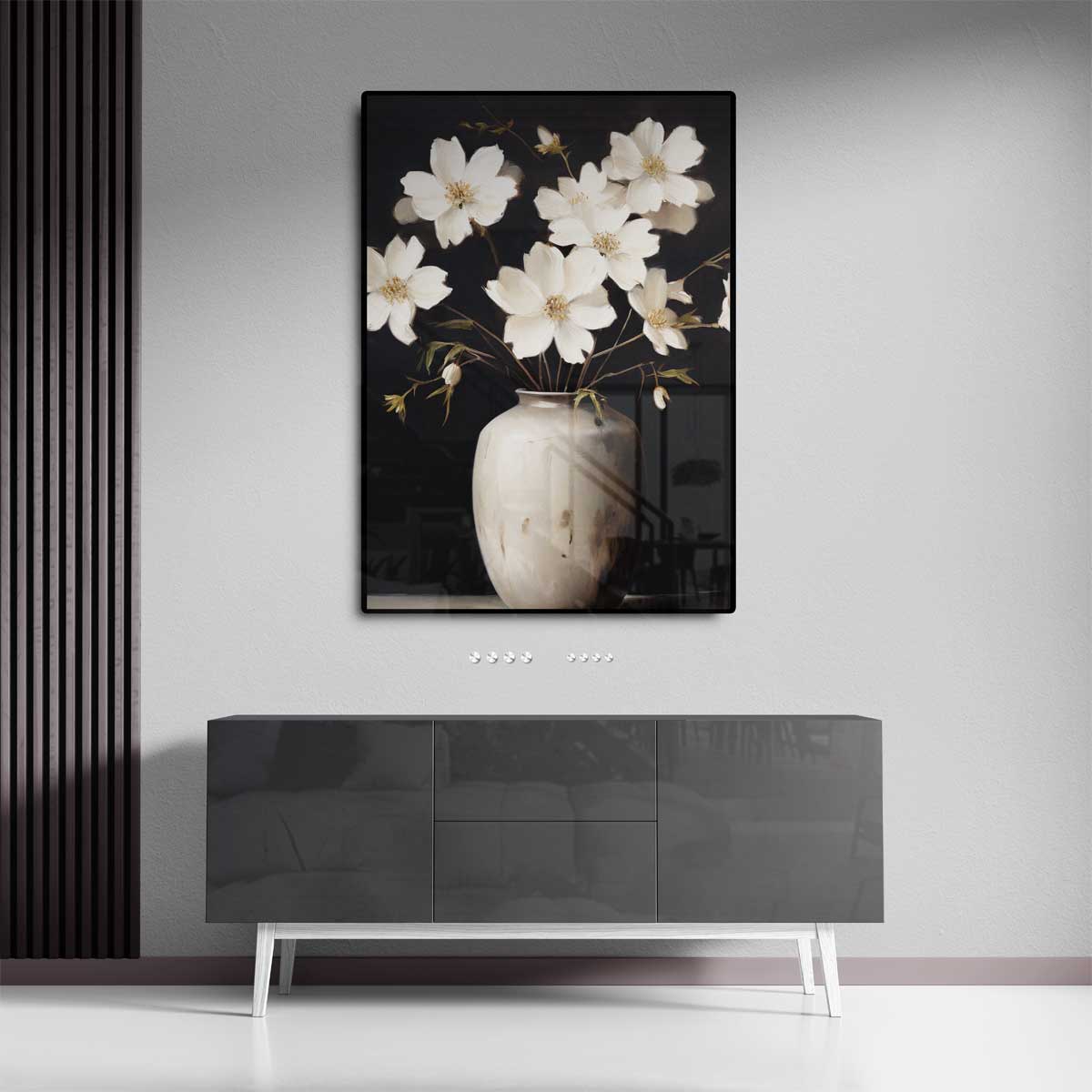 Bloemen in een Witte Vaas Kunstwerk-canvas-dibond-plexiglas-wanddecoratie-WallArtistic