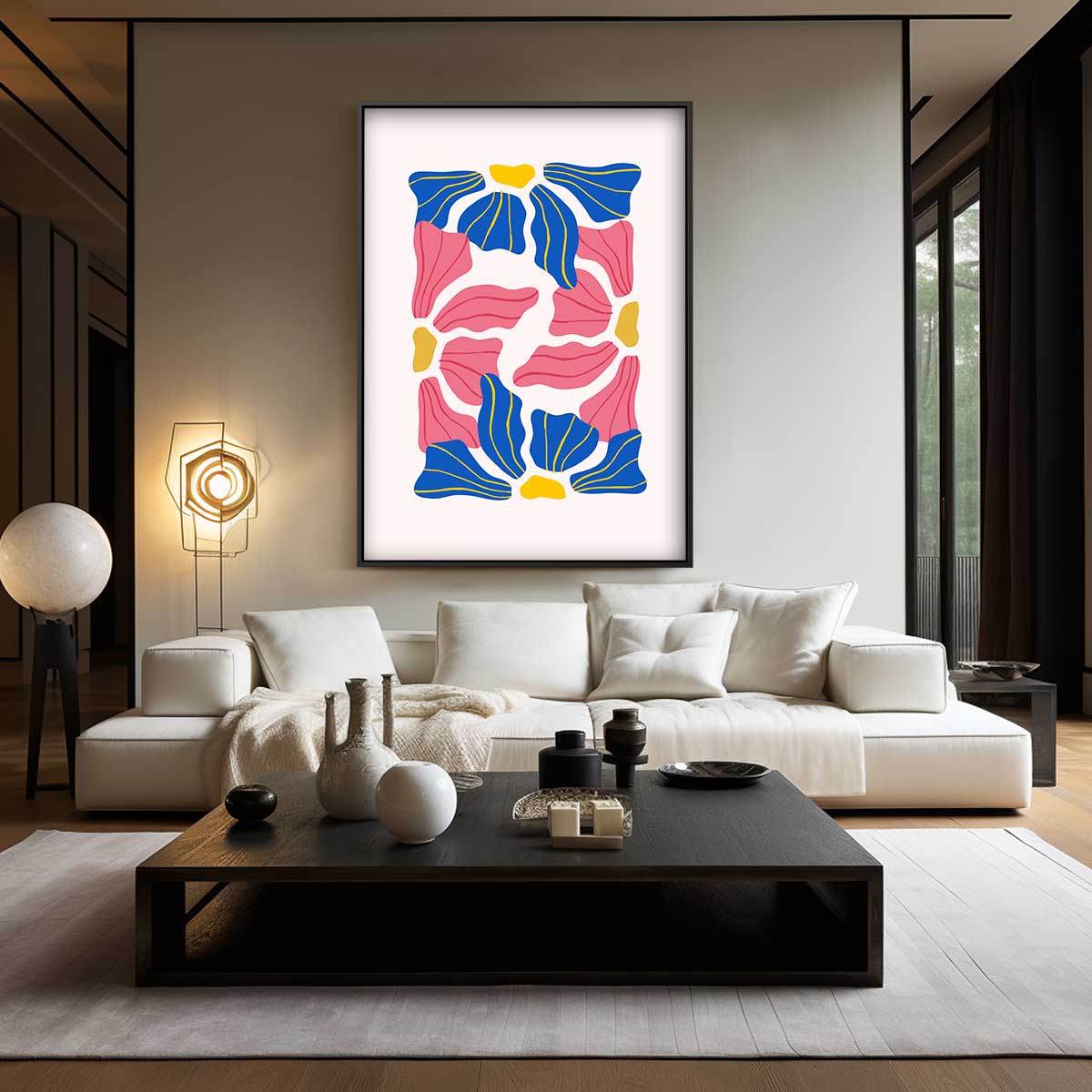 Vrolijk Bloemenmozaïek Kunstwerk-canvas-dibond-plexiglas-wanddecoratie-WallArtistic