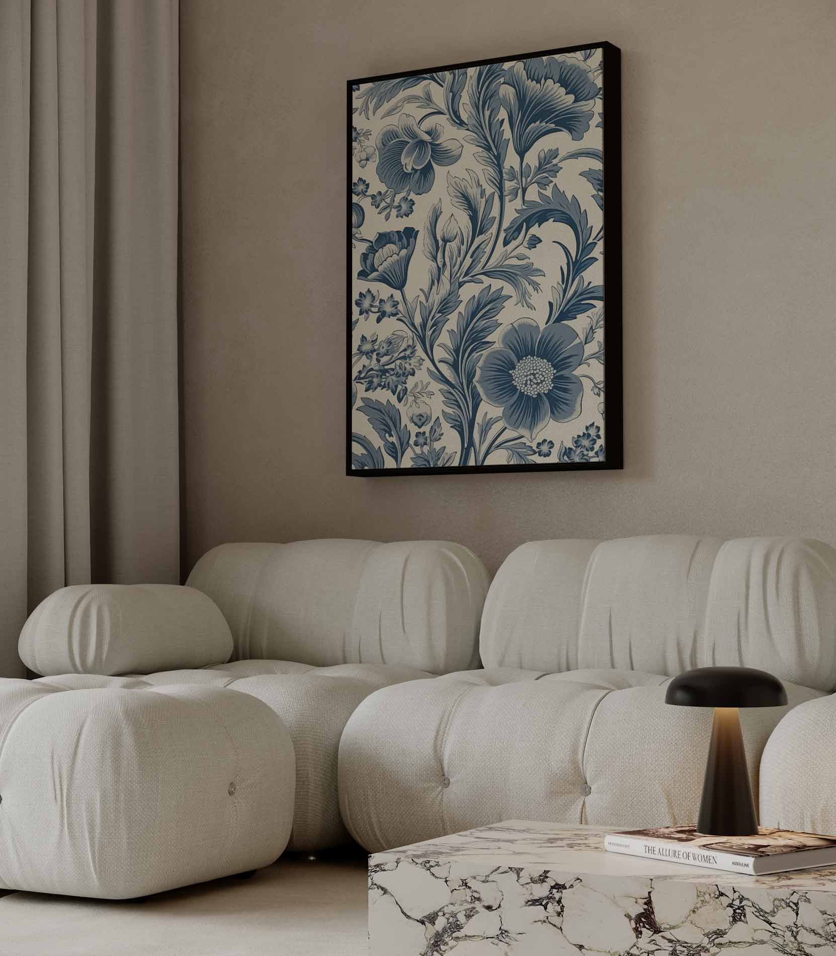 Bloeiend Blauw Wandtapijt Kunstwerk-canvas-dibond-plexiglas-wanddecoratie-WallArtistic