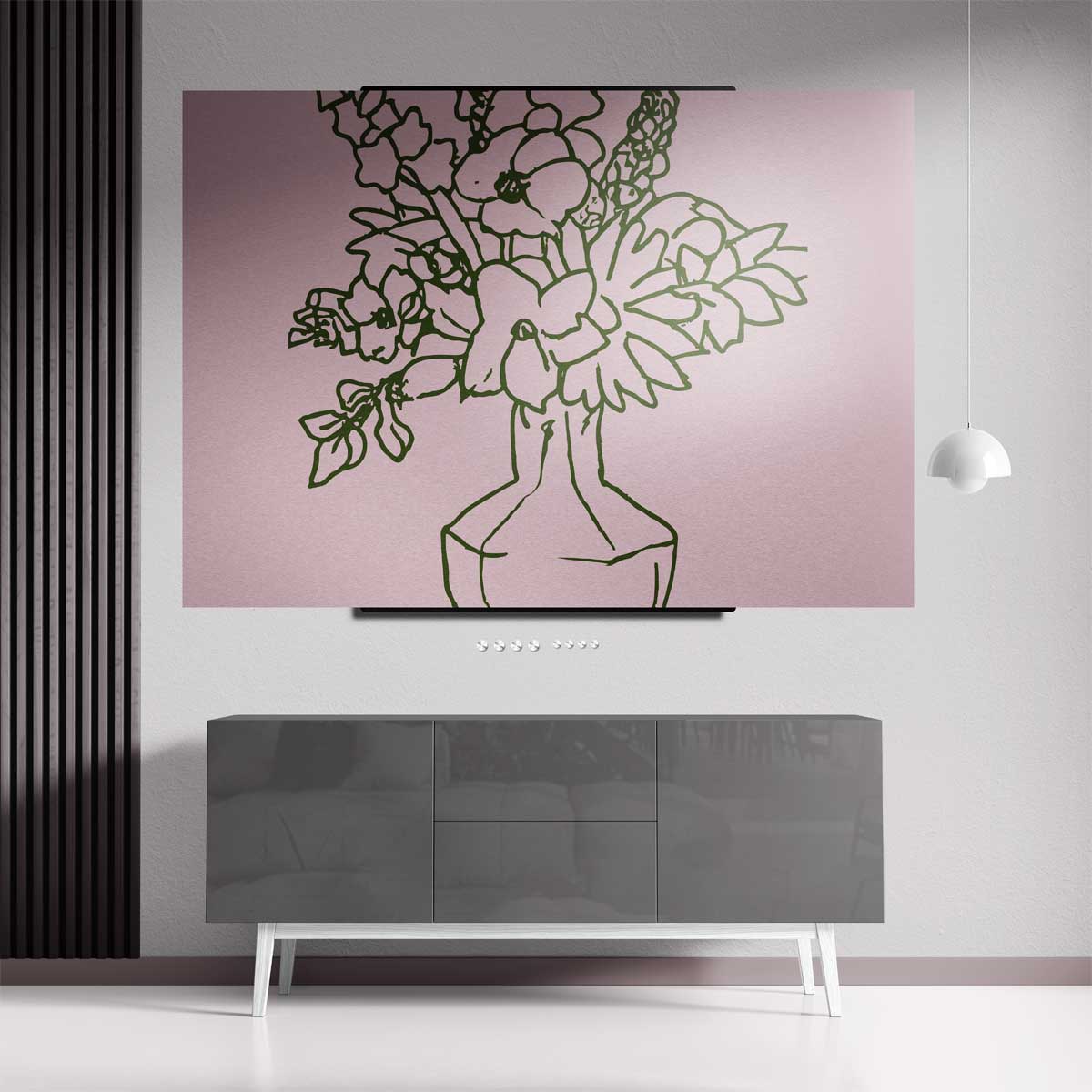 Bloemen in Lijn Kunstwerk-canvas-dibond-plexiglas-wanddecoratie-WallArtistic