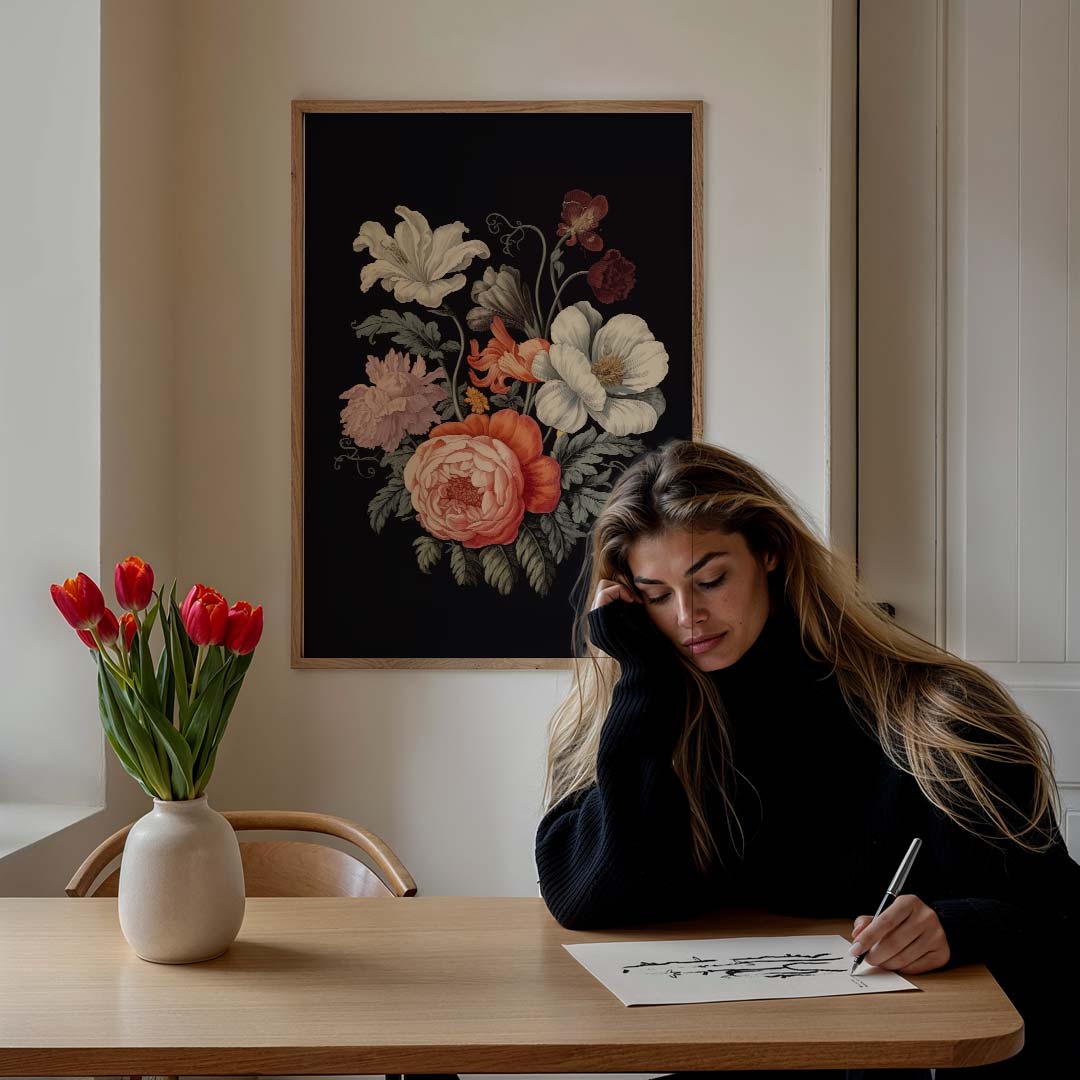 Bloemenpracht in Vintage Stijl Poster-WallArtistic