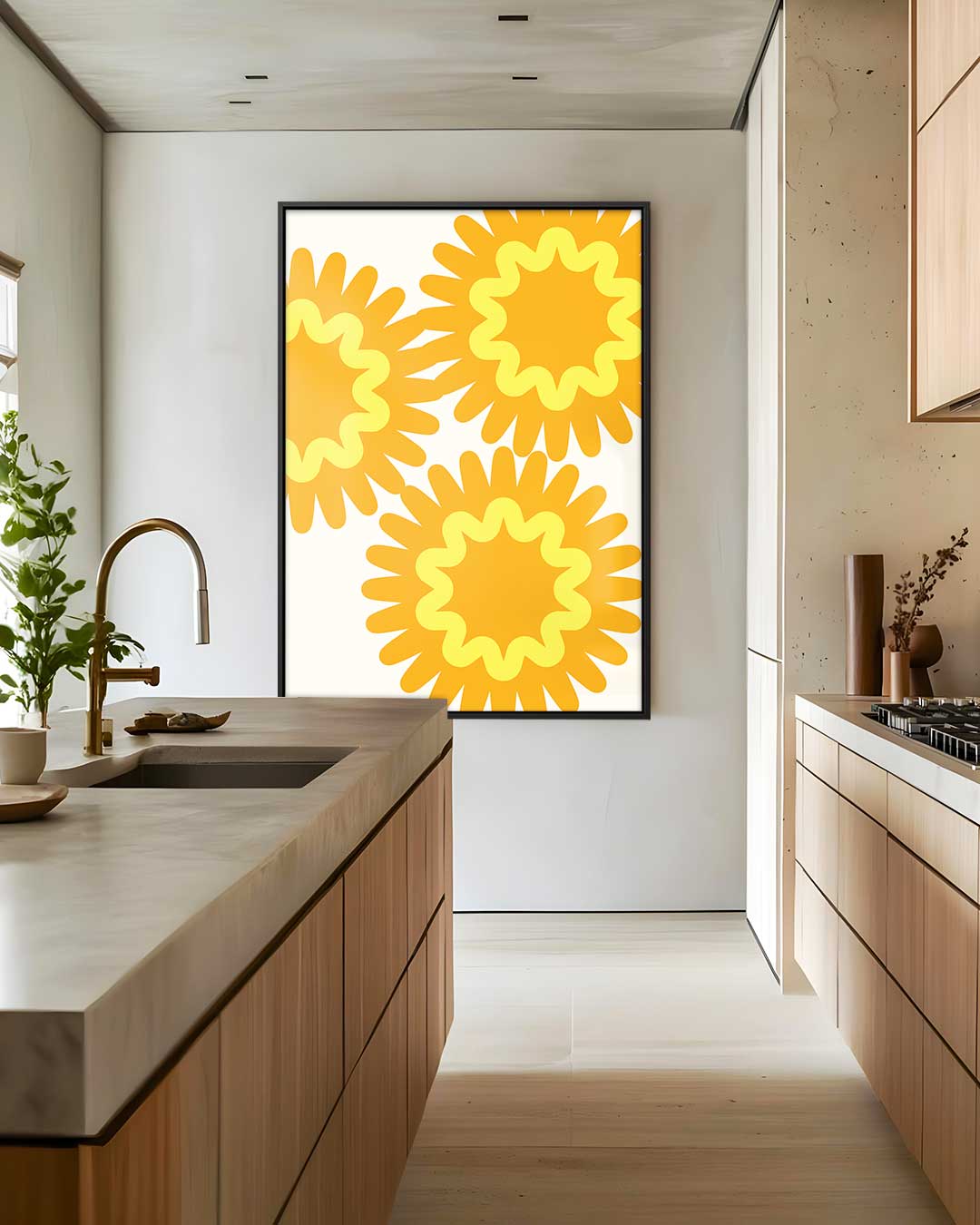 Zonnige Bloemexplosie Kunstwerk-canvas-dibond-plexiglas-wanddecoratie-WallArtistic