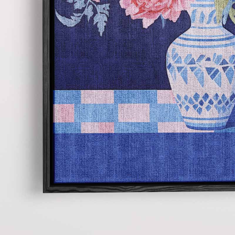Bloemenpracht in Blauwe Vaas Kunstwerk-canvas-dibond-plexiglas-wanddecoratie-WallArtistic