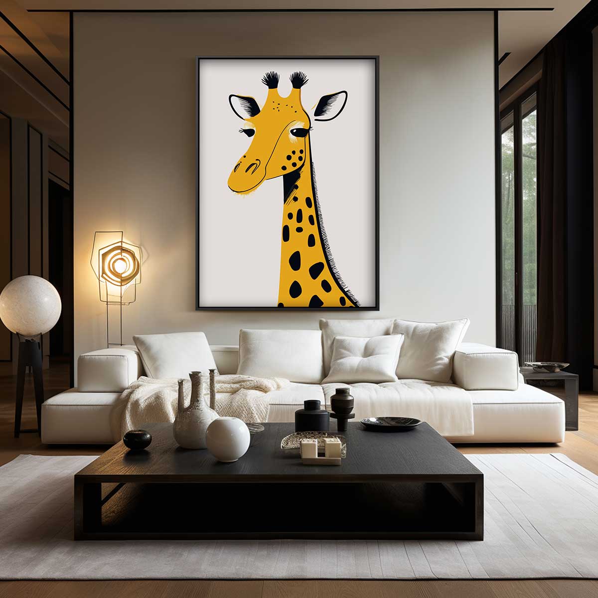 Elegante Giraffe Portret Kunstwerk-canvas-dibond-plexiglas-wanddecoratie-WallArtistic