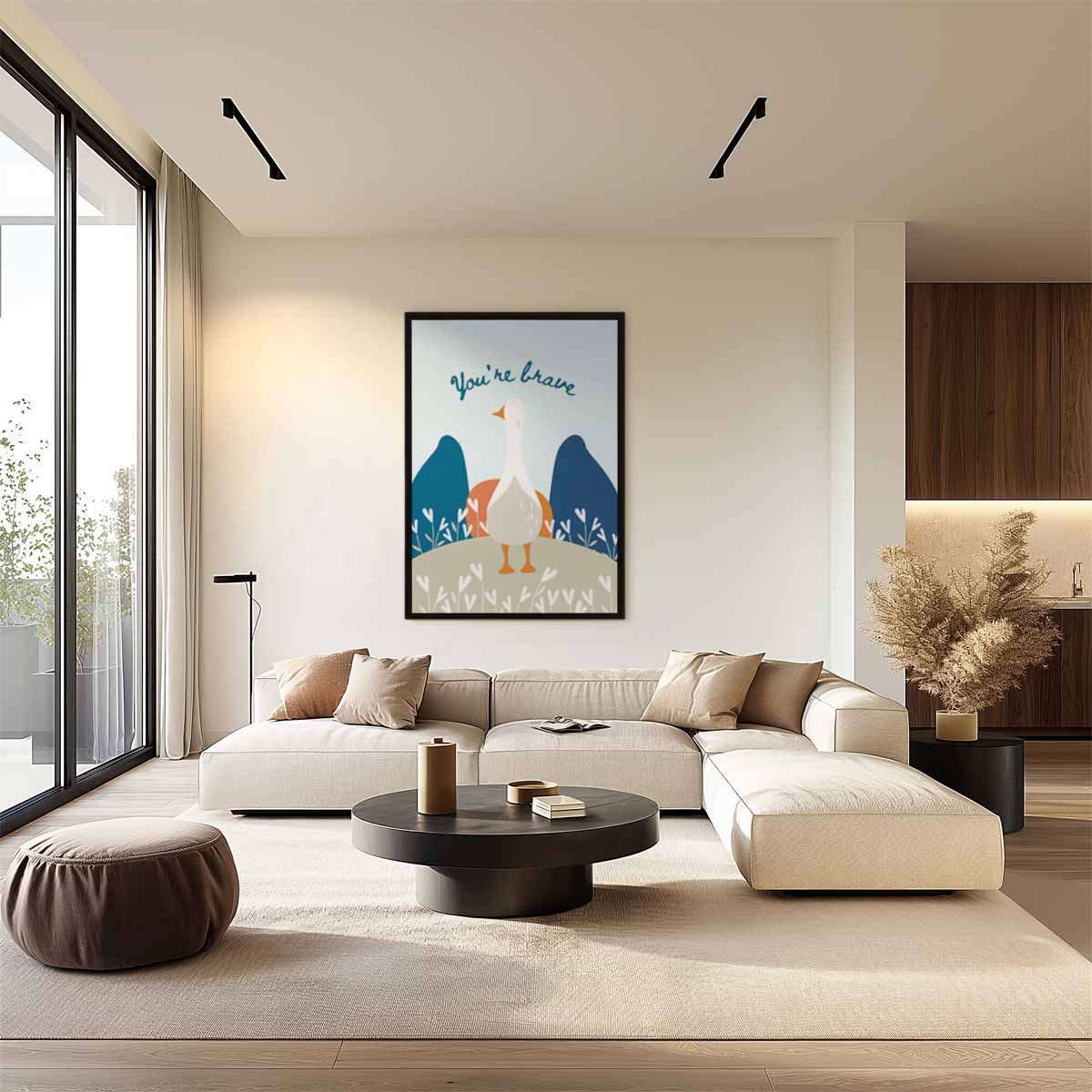 Dappere Gans Illustratie Kunstwerk-canvas-dibond-plexiglas-wanddecoratie-WallArtistic