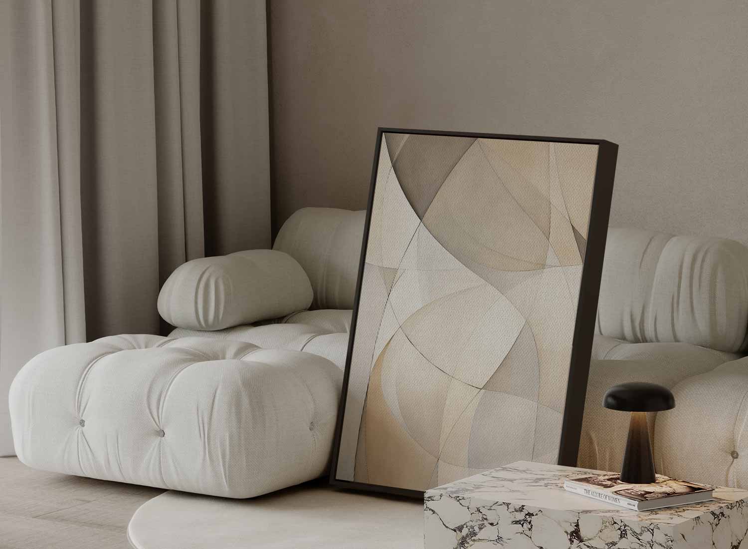 Subtiele Neutrale Golven Kunstwerk-canvas-dibond-plexiglas-wanddecoratie-WallArtistic