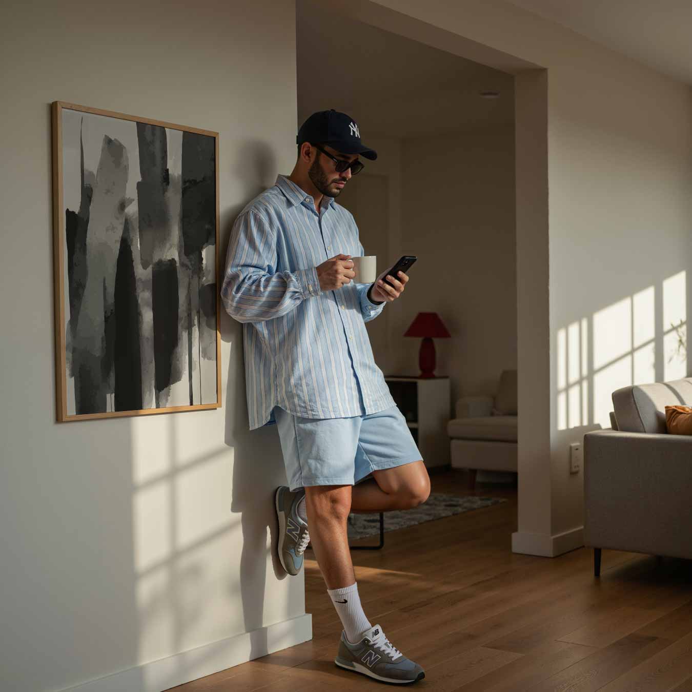 Abstracte Grijstinten Kunstposter-WallArtistic