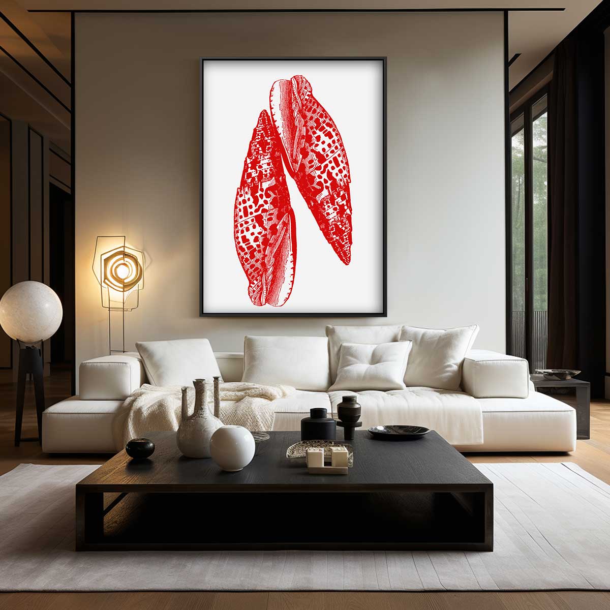 Rode Zee Schelpenprint Kunstwerk-canvas-dibond-plexiglas-wanddecoratie-WallArtistic