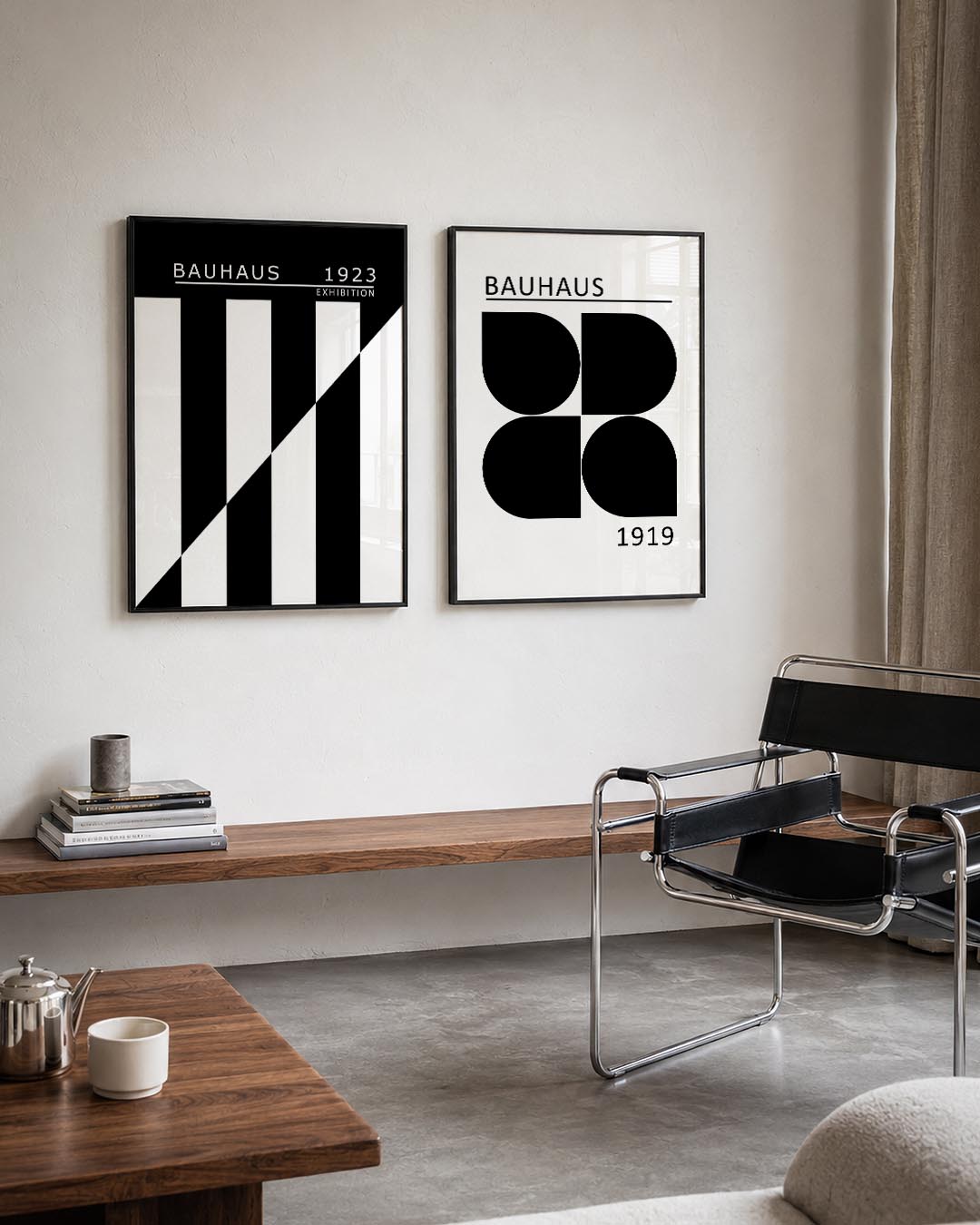 Zwart wit lijnen Posterset