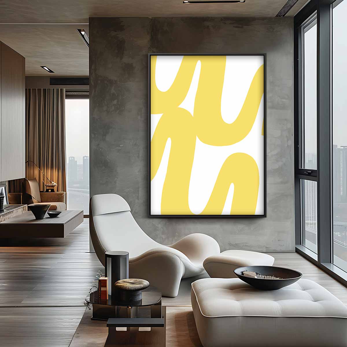 Gele Golf Kunstwerk-canvas-dibond-plexiglas-wanddecoratie-WallArtistic