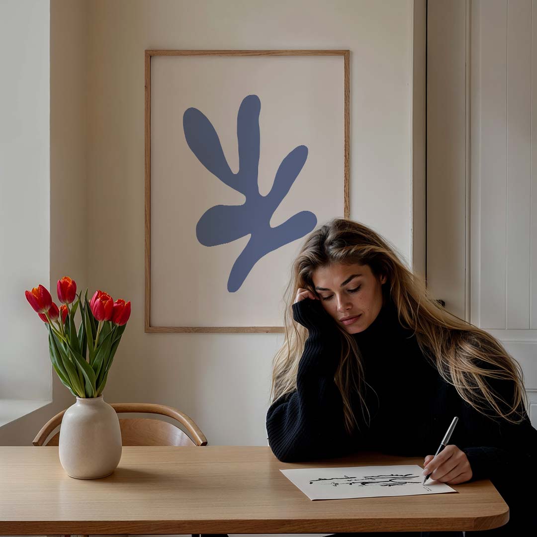 Moderne Blauwe Abstracte Kunst Poster-WallArtistic